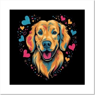 Golden Retriever Valentine Day Posters and Art